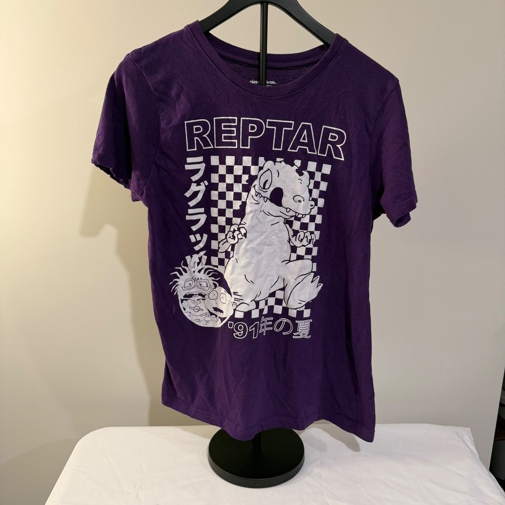 Nickelodeon Rugrats Reptar Graphic Tee Purple Short Sleeve Shirt Womens Medium